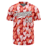 Custom Light Pink Heart Valentine's Day Baseball Jersey Fans Special Edition Authentic Full Button Down Shirt